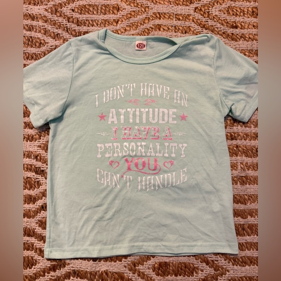 SHEIN Light Green Kids Tee with Attitude Graphic - Picture 1 of 3